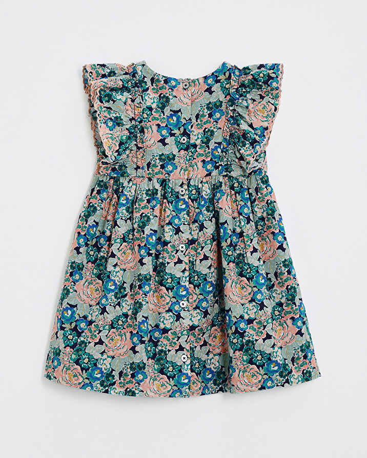 Sleeveless poplin dress Large flower print  Natalys