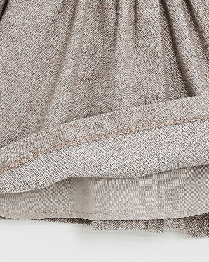 Long sleeve flannel dress Beige color  Natalys