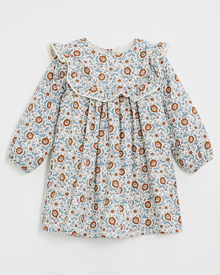 Long sleeve printed dress Folk flower print  Natalys