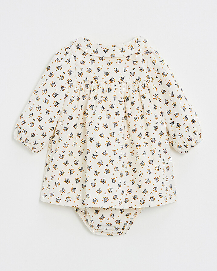 Long sleeve velvet dress Gold button print  Natalys