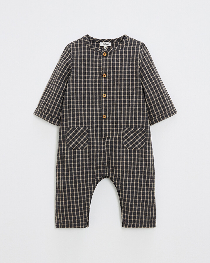 One-piece flannel pajamas Heather anthracite gray color  Natalys