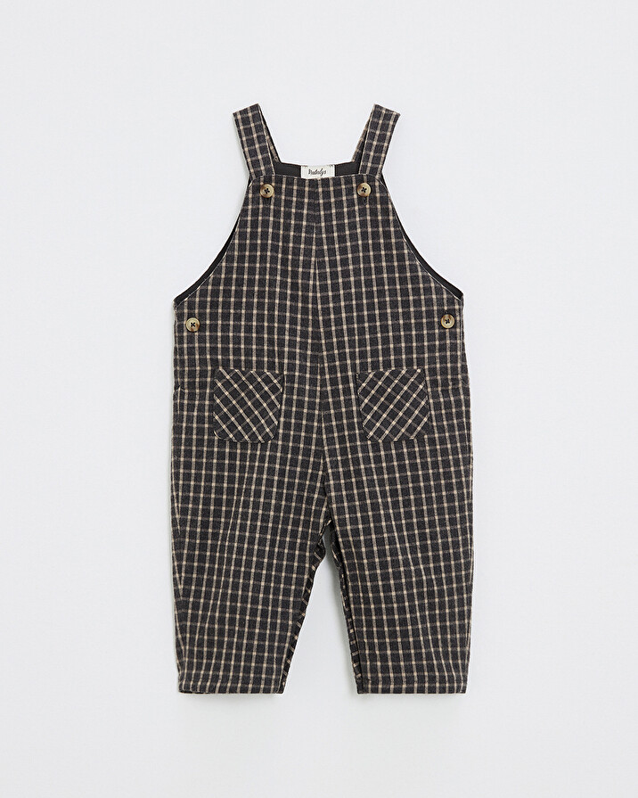 Long flannel overalls Heather anthracite gray color  Natalys