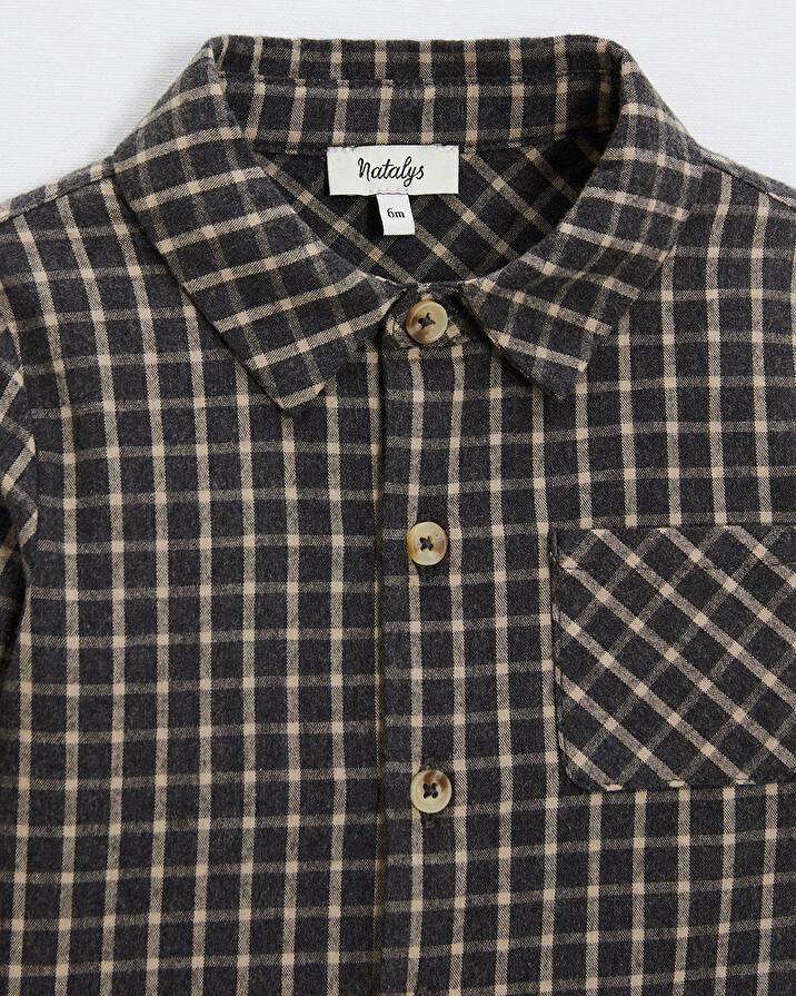 Flannel shirt Heather anthracite gray color  Natalys