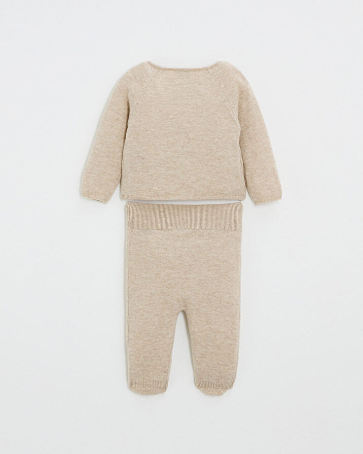 Embroidered Merino wool set Color Beige  Natalys