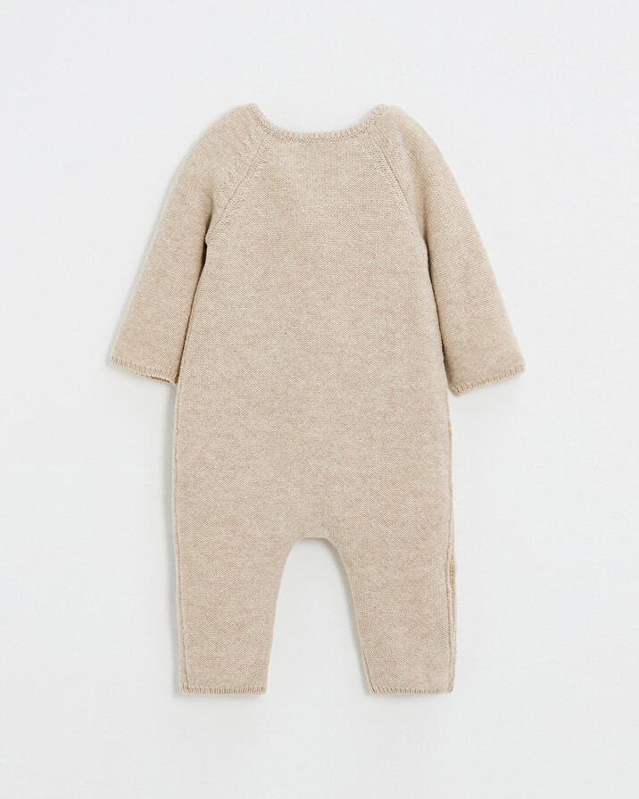Long footless jumpsuit in Merino wool Color Beige  Natalys
