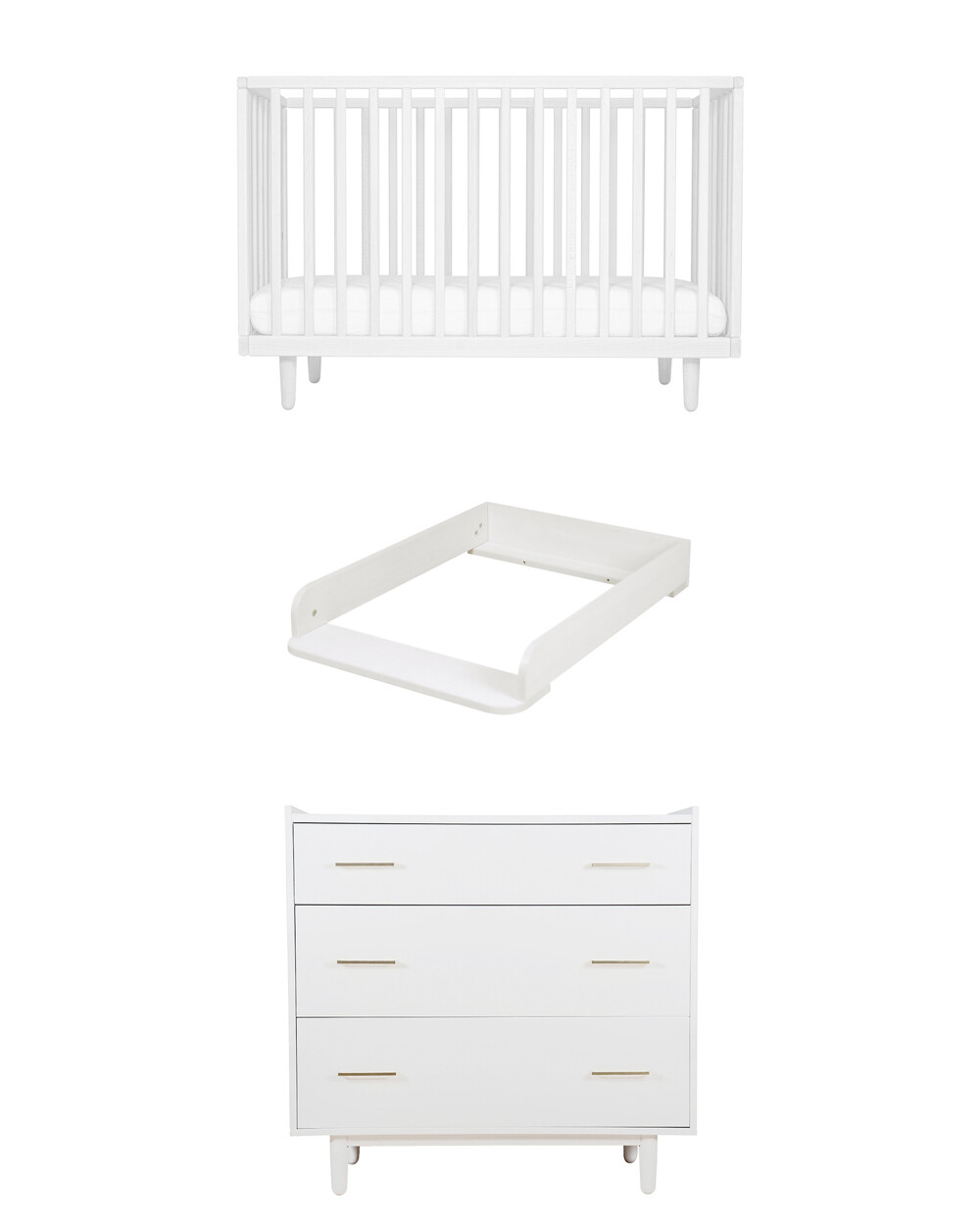 Fantine convertible bed 60x120 cm + chest of drawers + changing table White color  Natalys