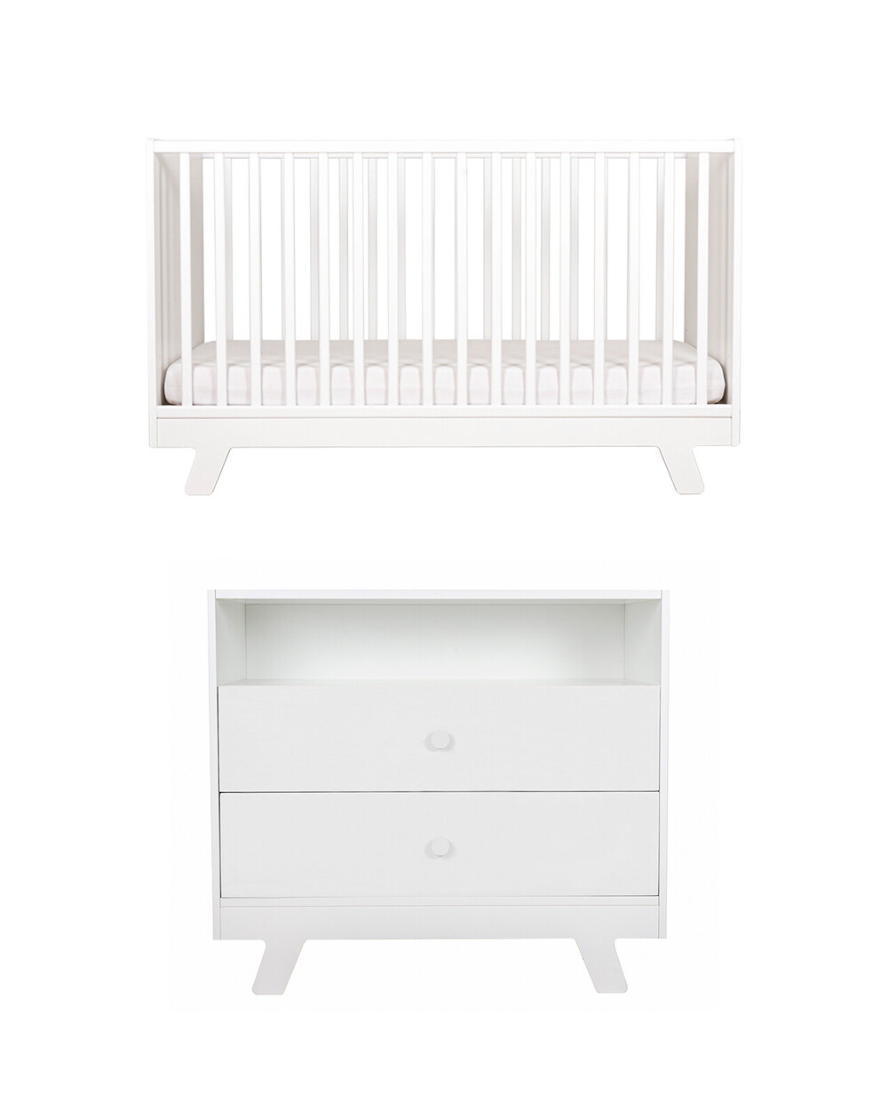 Lubin convertible bed pack 70x140 cm + chest of drawers White color  Natalys