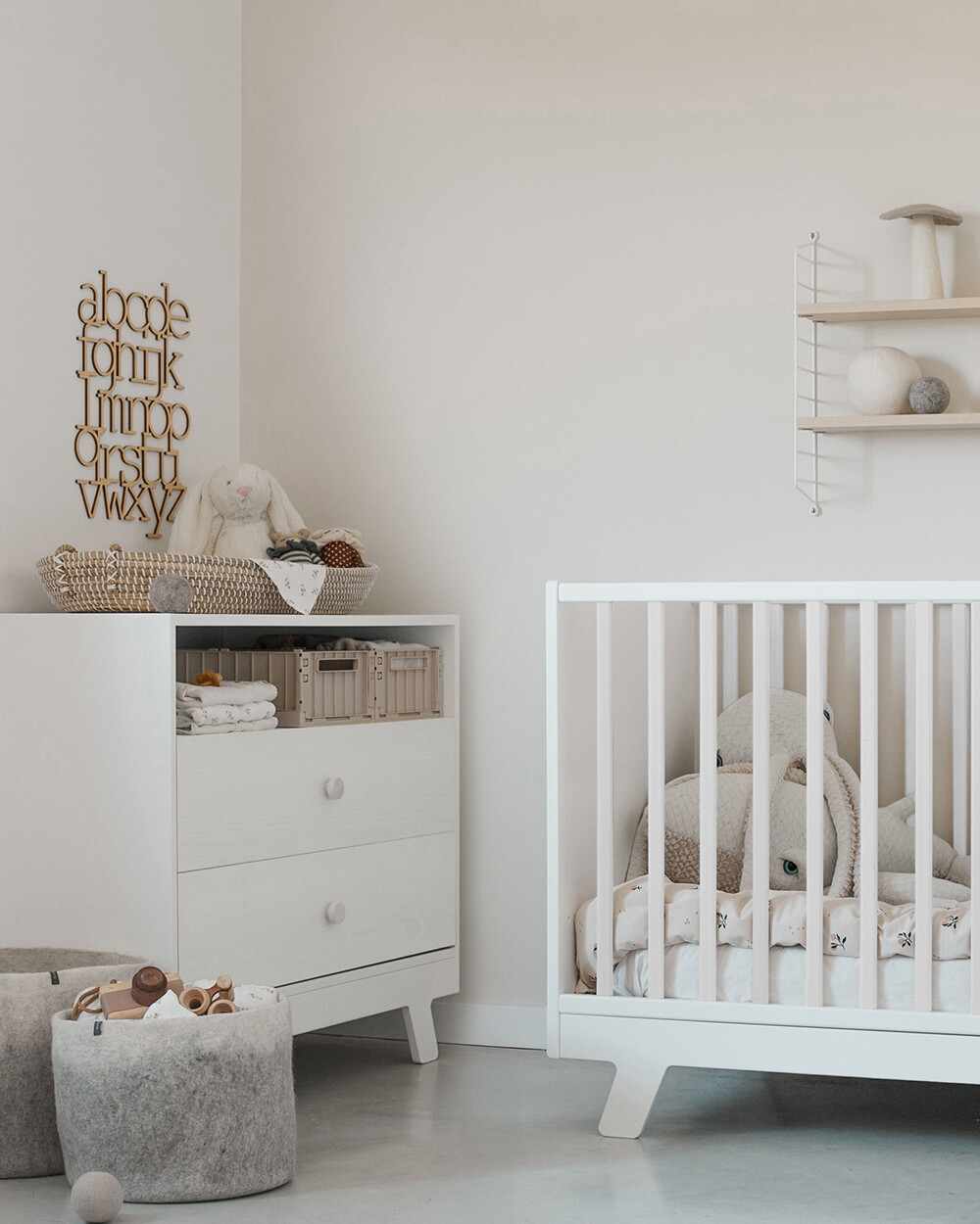 Lubin convertible bed pack 70x140 cm + chest of drawers White color  Natalys