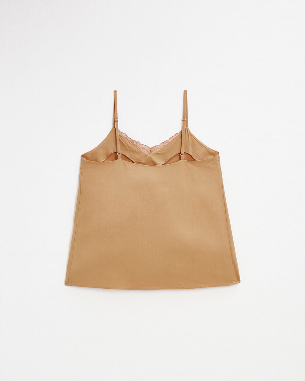 Lace-finish strappy camisole Camel color  Natalys