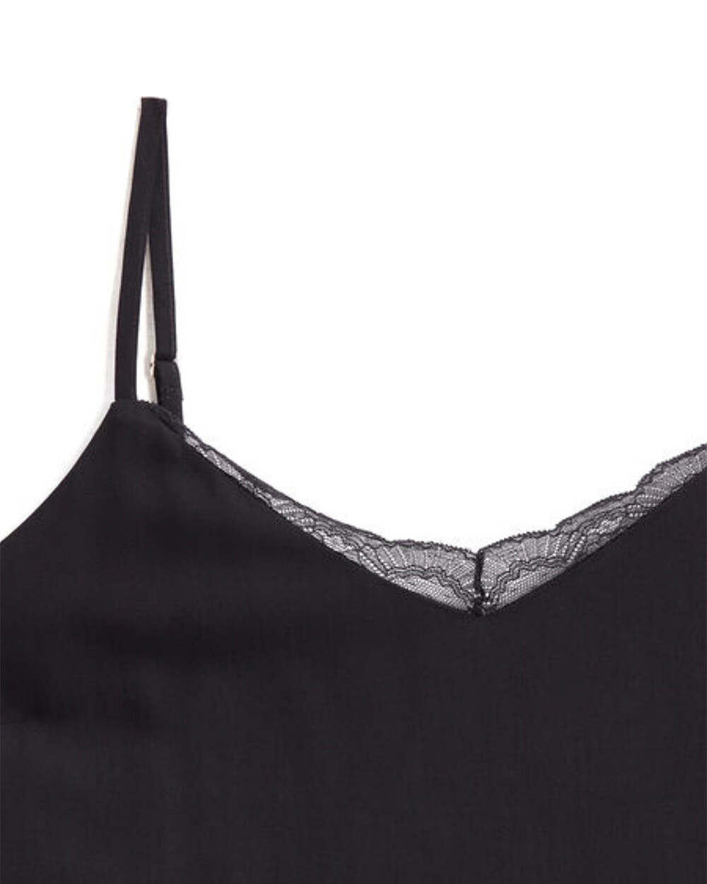 Lace-finish strappy camisole Black color  Natalys