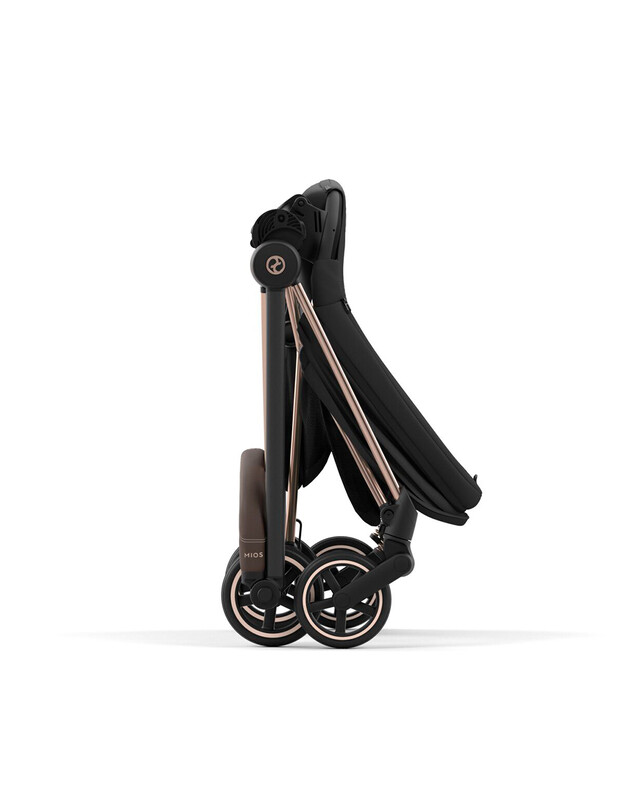 MIOS progressive pushchair pack with rosegold chassis Deep black colour Cybex