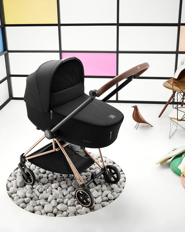 MIOS pushchair carrycot pack with rosegold frame Deep black colour  Cybex