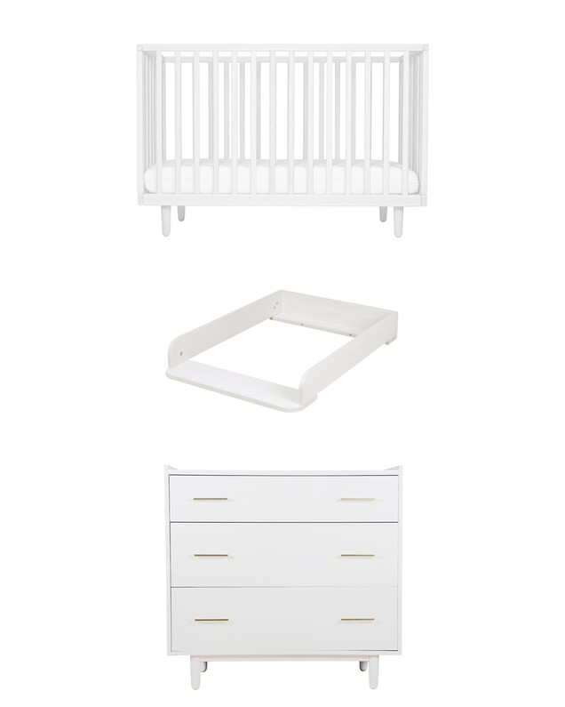 Fantine convertible bed 60x120 cm + chest of drawers + changing table White colour  Natalys