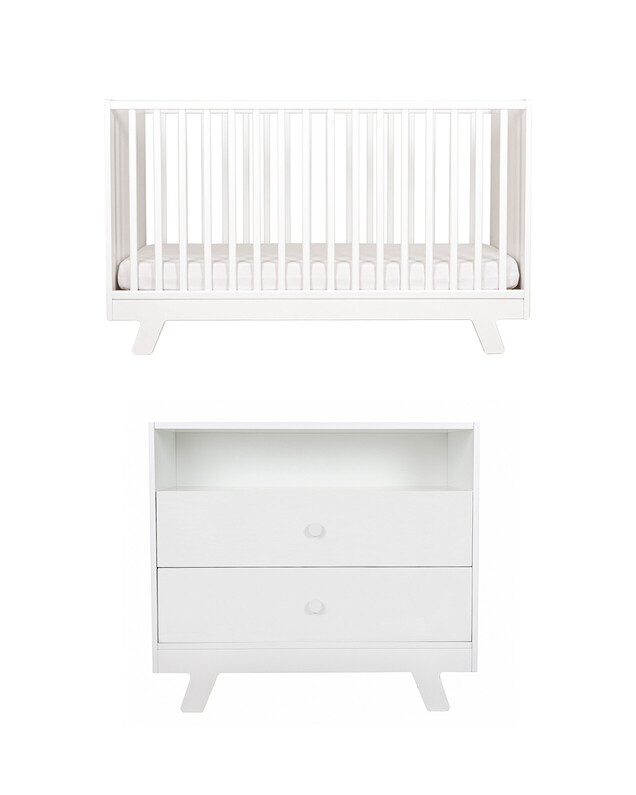 Lubin convertible bed pack 70x140 cm + chest of drawers White colour  Natalys