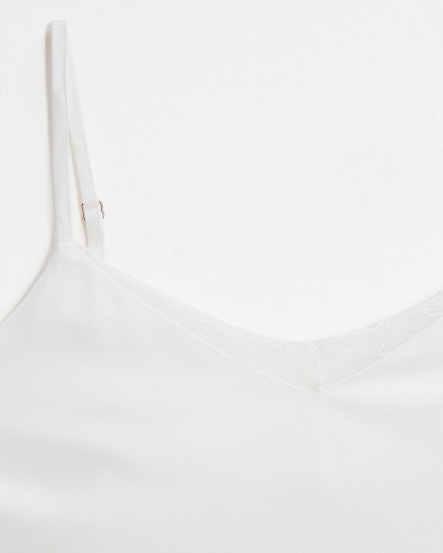 Lace-finish strappy camisole Ivory color  Natalys