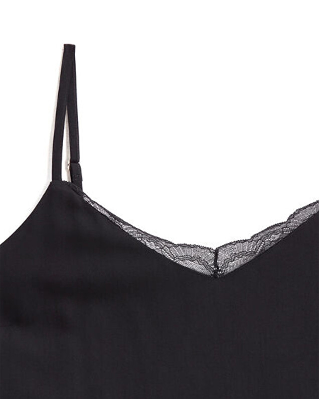 Lace-finish strappy camisole Black color  Natalys