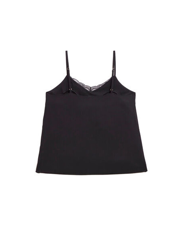 Lace-finish strappy camisole Black color  Natalys
