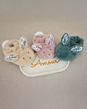 Gift box slippers and cuddly toy 15 cm Beige color  Doudou et Compagnie