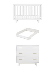 Fantine convertible bed 60x120 cm + chest of drawers + changing table White color  Natalys