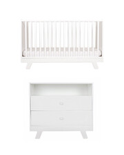 Lubin convertible bed pack 70x140 cm + chest of drawers White color  Natalys