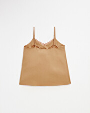 Lace-finish strappy camisole Camel color  Natalys