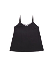 Lace-finish strappy camisole Black color  Natalys