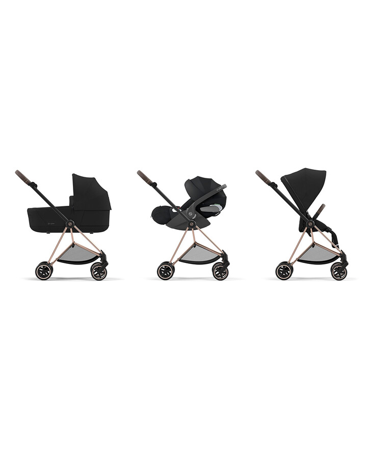 MIOS progressive pushchair pack with rosegold chassis Deep black color  Cybex