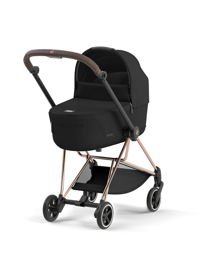 MIOS pushchair carrycot pack with rosegold frame Deep black color  Cybex