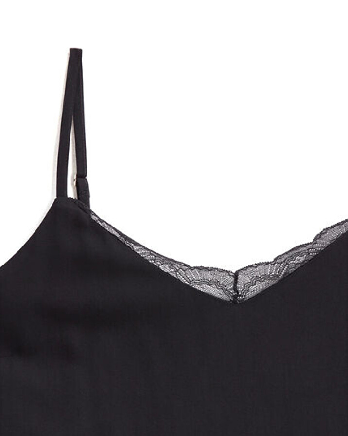 Lace-finish strappy camisole Black color  Natalys