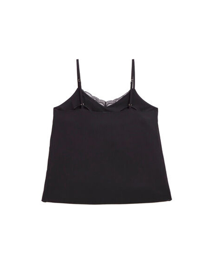 Lace-finish strappy camisole Black color  Natalys