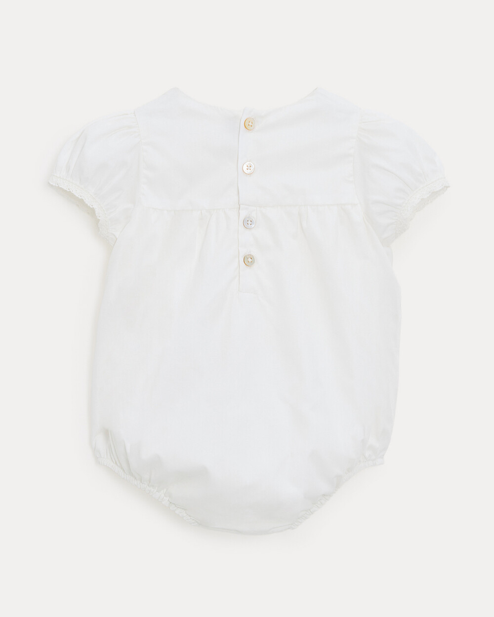 Marguerite lace-finish poplin romper Off-white colour  Natalys