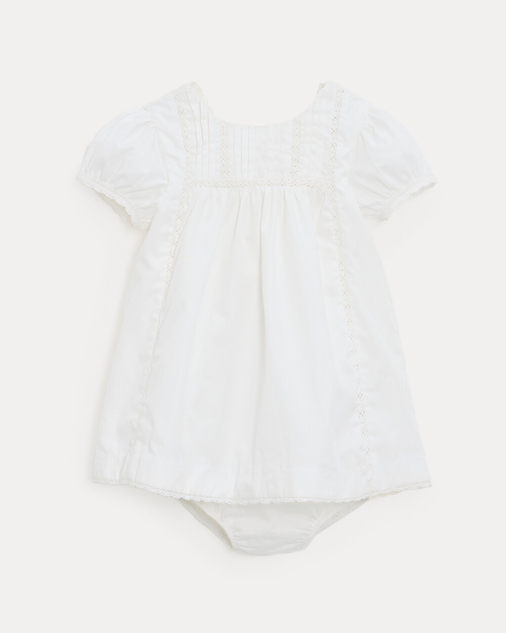 Grace lace-finish poplin dress Off-white colour  Natalys