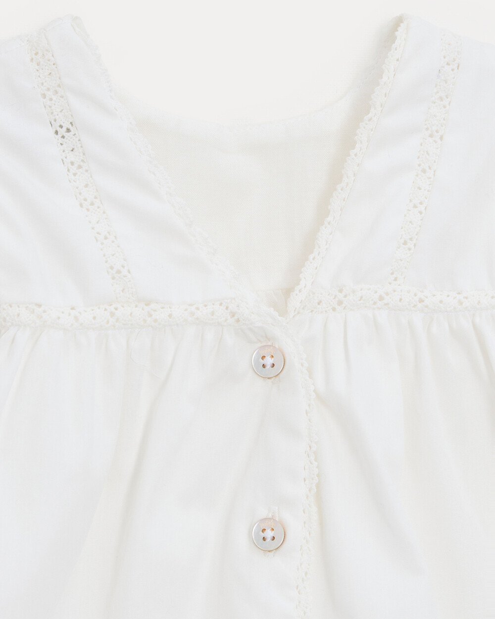 Grace lace-finish poplin dress Off-white colour  Natalys