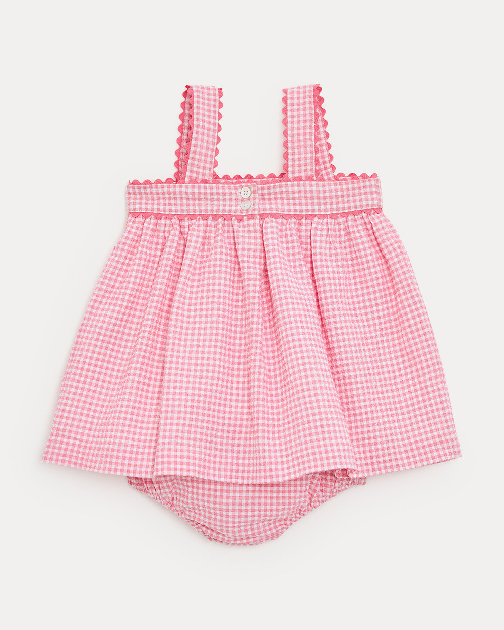 Romane seersucker dress with straps Pomegranate gingham print  Natalys