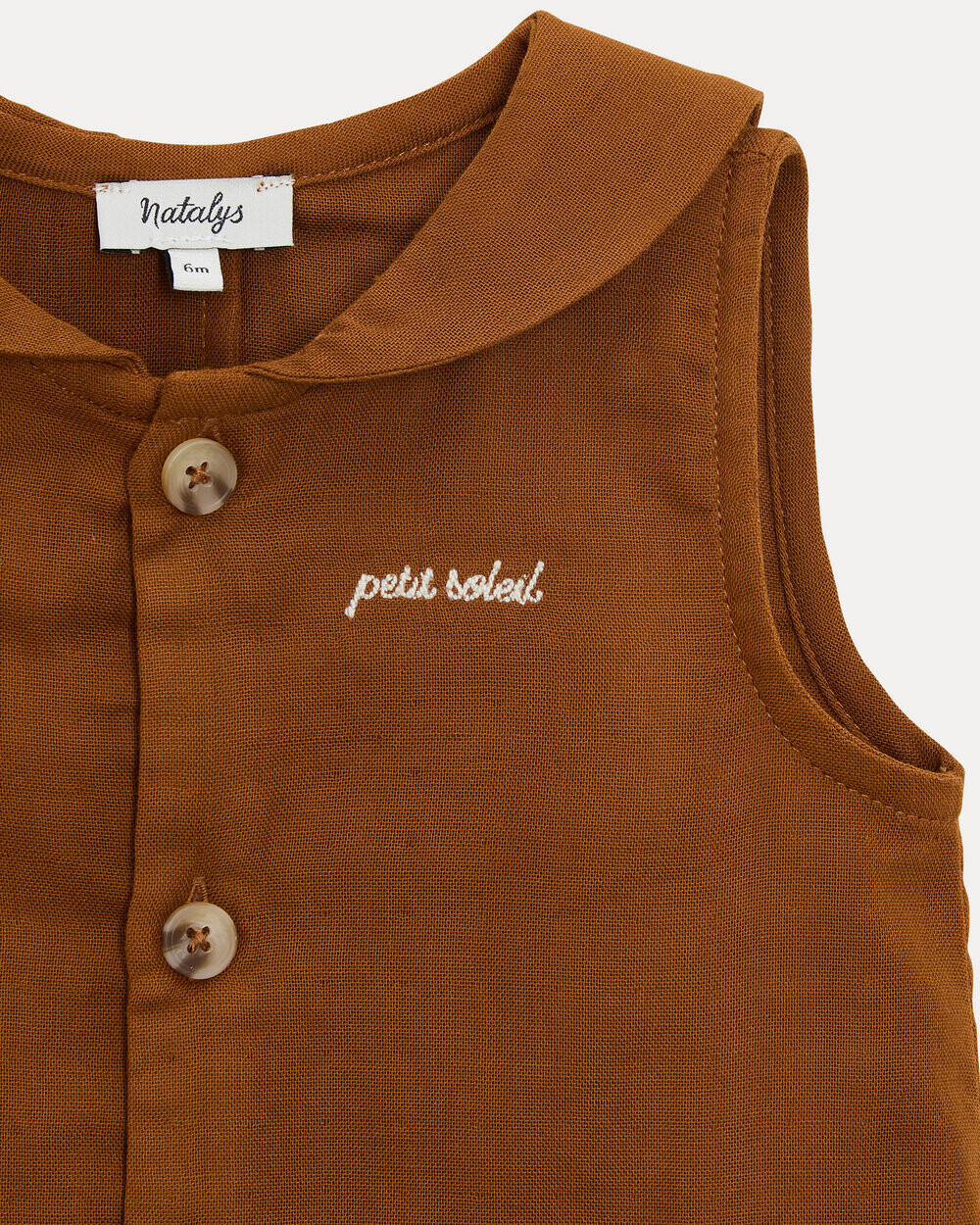 Ernest short jumpsuit with sailor collar Hazelnut colour  Natalys