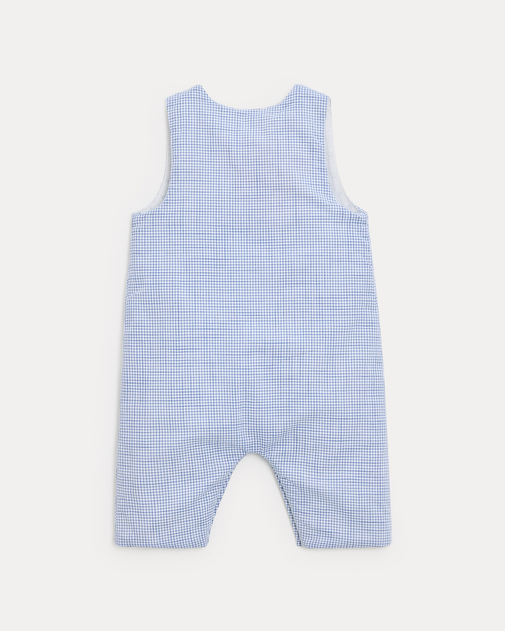 Marceau cotton canvas long jumpsuit Blue check print  Natalys