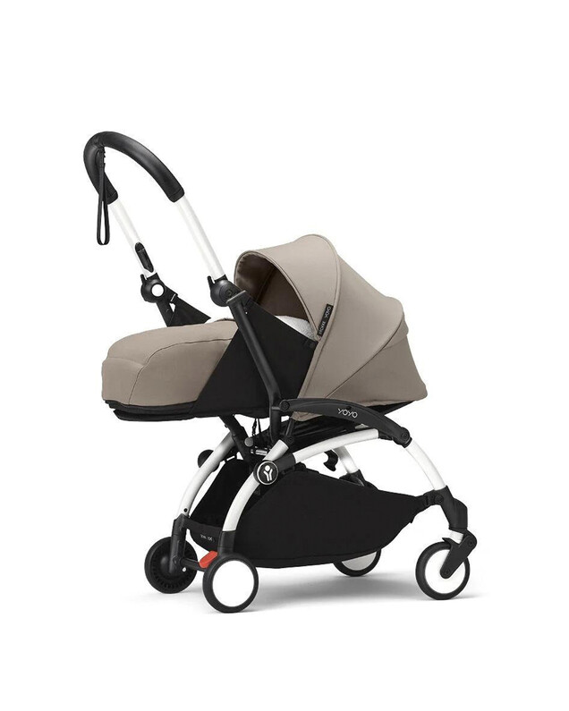 YOYO³ newborn pack 0+ pushchair with white frame Taupe colour  Stokke