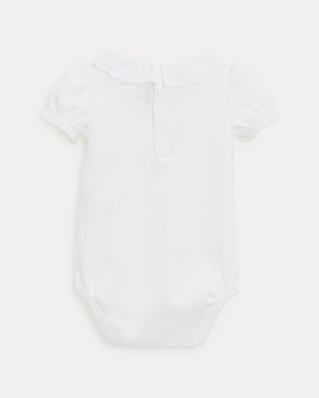 Lucie short-sleeved bodysuit with embroidered collar Off-white colour  Natalys