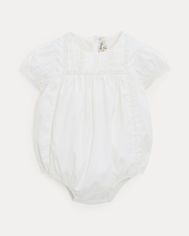 Marguerite lace-finish poplin romper Off-white colour  Natalys