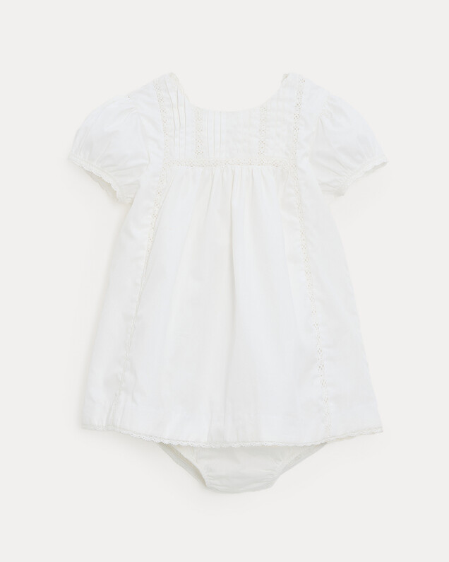 Grace lace-finish poplin dress Off-white colour  Natalys