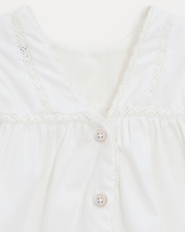 Grace lace-finish poplin dress Off-white colour  Natalys