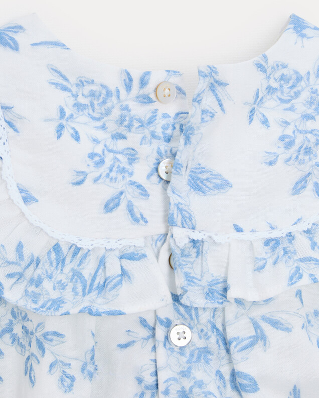 Célestine cotton gauze romper Porcelain print  Natalys