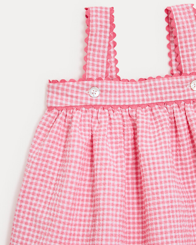 Romane seersucker dress with straps Pomegranate gingham print  Natalys