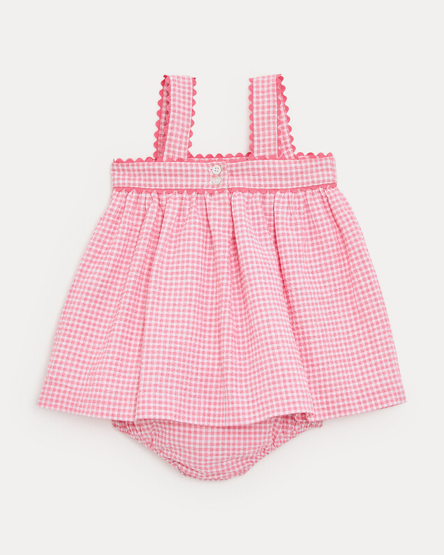 Romane seersucker dress with straps Pomegranate gingham print  Natalys