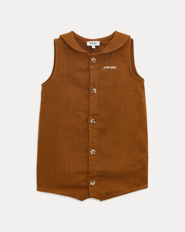 Ernest short jumpsuit with sailor collar Hazelnut colour  Natalys