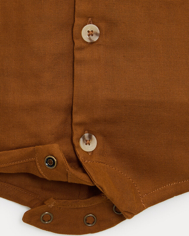 Ernest short jumpsuit with sailor collar Hazelnut colour  Natalys