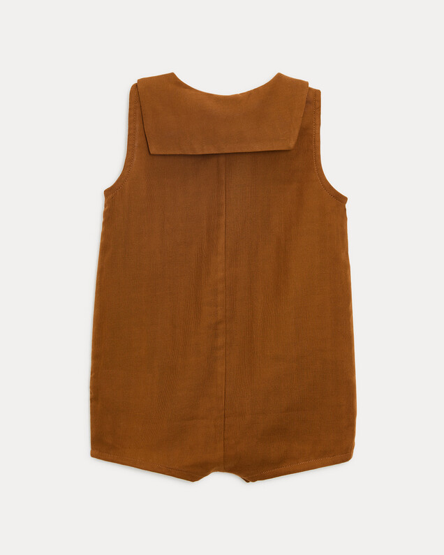 Ernest short jumpsuit with sailor collar Hazelnut colour  Natalys