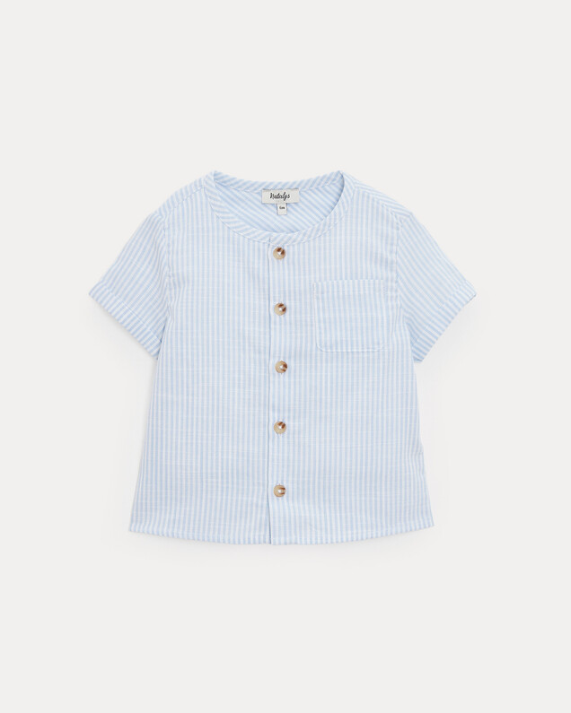 Theodore short-sleeved shirt Blue sky stripes print  Natalys