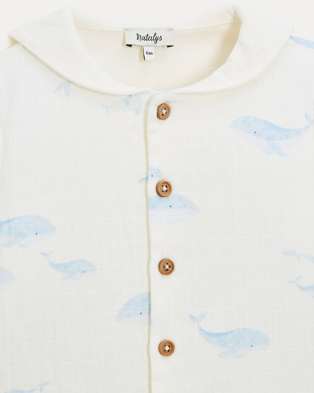 Augustin long-sleeved shirt Whale print  Natalys