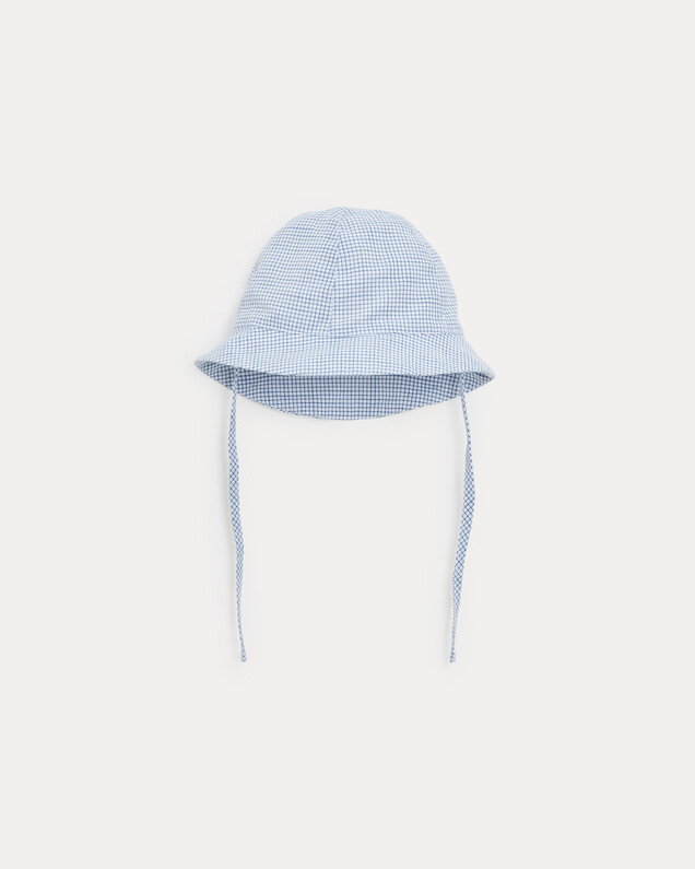 Mahault cotton canvas hat Blue check print Natalys